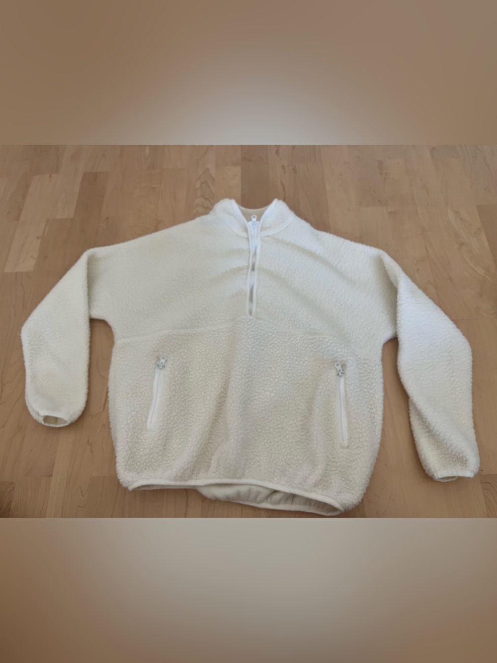 Amazon Men's White Sherpa Half-Zip Pullover Sweater